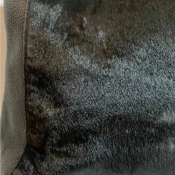 Halston calf fur & leather satchel handbag - Picture 13 of 13